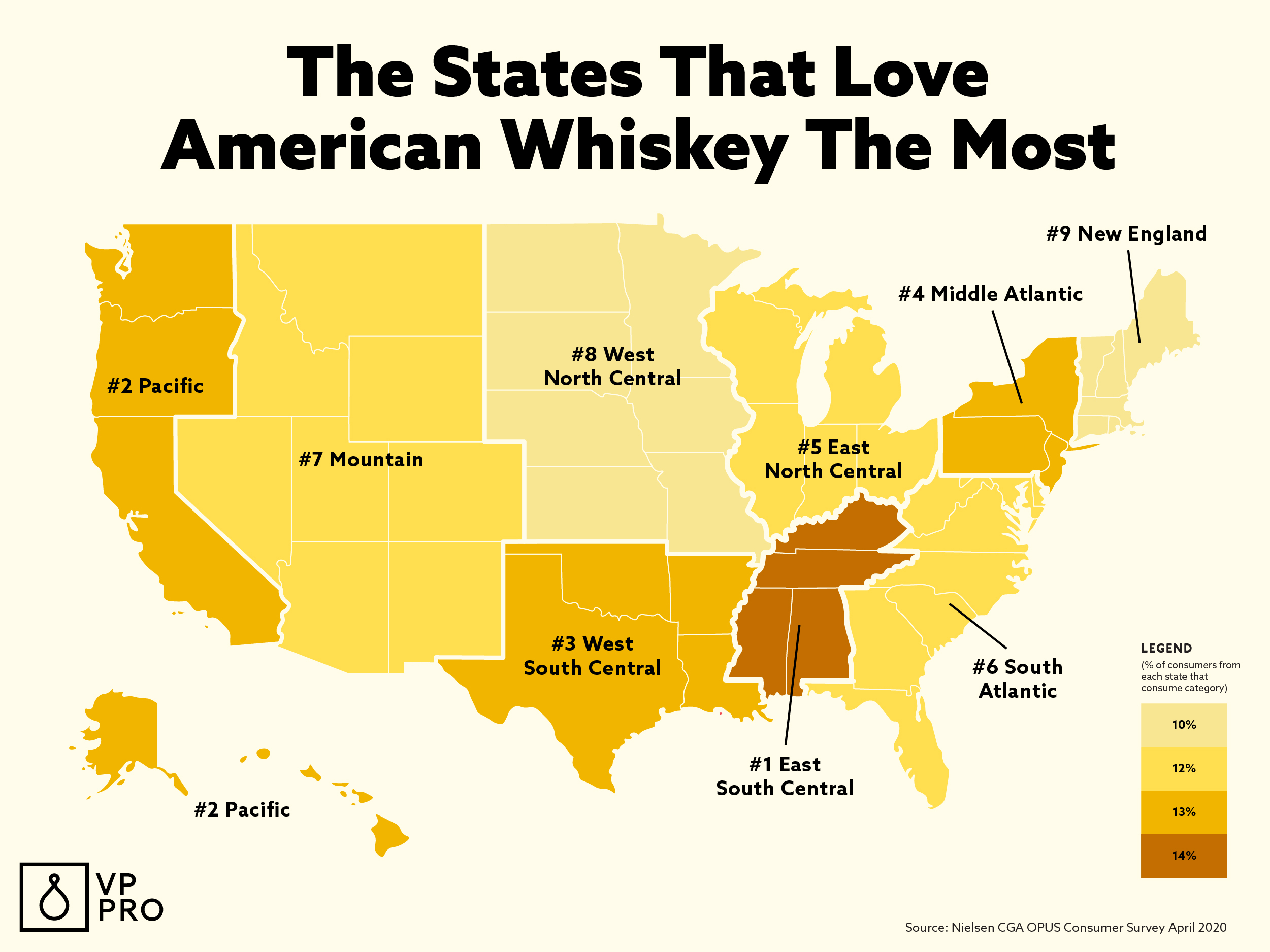 Les États qui aiment le plus le whisky américain [Map]